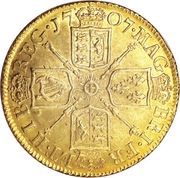 1 Guinea - Anne 1st bust, United Kingdom, 1707-1708 reverse image