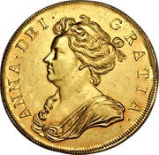 5 Guineas - Anne post-union shields obverse image