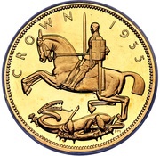 1 Crown - George V Silver Jubilee; Gold Proof Pattern, United Kingdom, 1935 reverse image