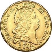 3200 Réis - João V 2nd Type of Shield; Rio de Janeiro Mint obverse image