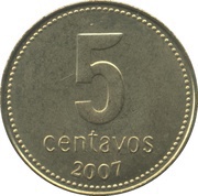 5 Centavos smooth edge, magnetic reverse image