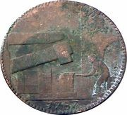 ½ Penny Warwickshire – Wilkinson / Forge, United Kingdom, 1787 reverse image