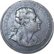 ½ Penny Middlesex - Sims' / David Garrick obverse image