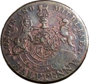 ½ Penny Middlesex - National Series / Prince of Wales, United Kingdom, 1787-1797 reverse image