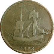 ½ Penny Warwickshire – Wilkinson / Barge, United Kingdom, 1788 reverse image
