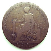 ½ Penny Cheshire - Macclesfield / Charles Roe Copper Works, United Kingdom, 1790-1792 reverse image