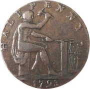 ½ Penny Warwickshire - Wilkinson / Vulcan, United Kingdom, 1791-1793 reverse image