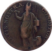 ½ Penny Lancashire - Liverpool / Bishop Blaize, United Kingdom, 1791-1793 reverse image