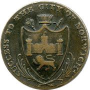 ½ Penny Norfolk – Norwich / Dunham and Yallop obverse image