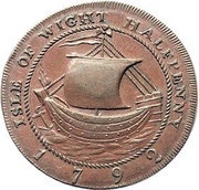 ½ Penny Hampshire - Isle of Wight / Wilkins, United Kingdom, 1792 reverse image