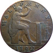 ½ Penny Warwickshire - Shakespeare, United Kingdom, 1792 reverse image