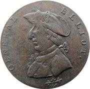 ½ Penny Warwickshire - Birmingham / General Elliot obverse image