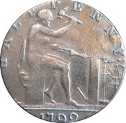 ½ Penny Cheshire - Macclesfield / Charles Roe Copper Works, United Kingdom, 1792 reverse image
