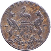 ½ Penny Yorkshire - Huddersfield / East India House reverse image