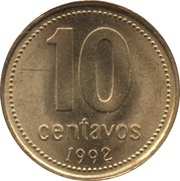 10 Centavos reeded edge; non-magnetic reverse image