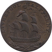 ½ Penny Lancashire - Liverpool / Sailing Ship obverse image