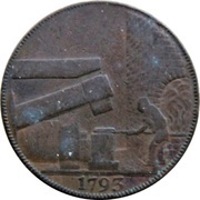 ½ Penny Warwickshire – Wilkinson / Forge, United Kingdom, 1793 reverse image