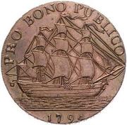 ½ Penny Hampshire - Gosport / J. Jordan, United Kingdom, 1794 reverse image