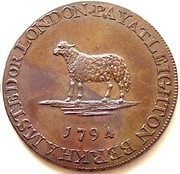 ½ Penny Bedfordshire - Leighton Buzzard / Lace Making, United Kingdom, 1794 reverse image