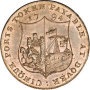 ½ Penny Kent - Dover / W. Pitt, United Kingdom, 1794 reverse image