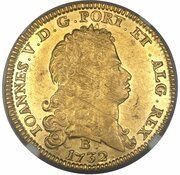 6400 Réis - João V 3rd Type of Shield; Bahia Mint obverse image