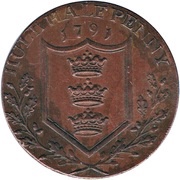 ½ Penny Yorkshire - Hull / Arms, Ship obverse image