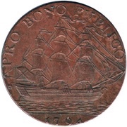 ½ Penny Yorkshire - Hull / Arms, Ship reverse image