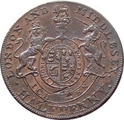 ½ Penny Middlesex - National Series / Prince of Wales, United Kingdom, 1794 reverse image