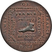 ½ Penny Middlesex - Map of France obverse image
