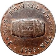 ½ Penny Monmouthshire - Abergavenny / J. Powell obverse image