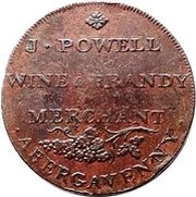 ½ Penny Monmouthshire - Abergavenny / J. Powell, United Kingdom, 1795 reverse image
