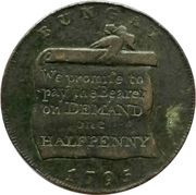 ½ Penny Suffolk - Bungay / Justice obverse image