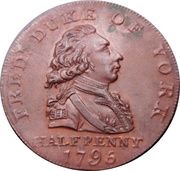 ½ Penny Middlesex - Freemasons, United Kingdom, 1795 reverse image