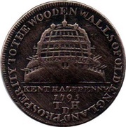 ½ Penny Kent - Deptford, United Kingdom, 1795 reverse image