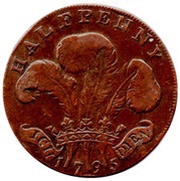 ½ Penny Middlesex - National Series / Prince of Wales, United Kingdom, 1795 reverse image
