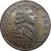 ½ Penny Middlesex - National Series / Duke of York obverse image