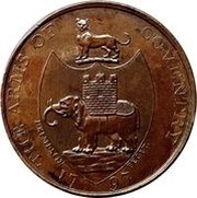 ½ Penny Warwickshire - Coventry / Kempson's, United Kingdom, 1797 reverse image