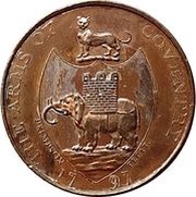 ½ Penny Warwickshire - Coventry / Kempson's, United Kingdom, 1797 reverse image