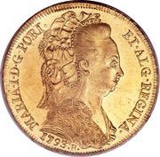 6400 Réis - Maria I 2nd Type - Headdress Veil; Rio de Janeiro and Bahia Mints obverse image