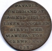 ½ Penny Somerset - Crewkerne / Sparks and Gidleys, United Kingdom, 1797 reverse image