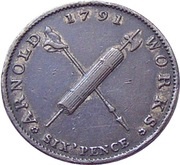 6 Pence Nottinghamshire - Arnold Works, United Kingdom, 1791 reverse image