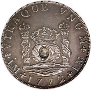 1 Dollar - George III Type I countermark; oval obverse image