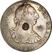 1 Dollar - George III Type I countermark; oval obverse image