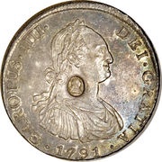 1 Dollar - George III Type I countermark; oval obverse image