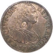 1 Dollar - George III Type I countermark; oval obverse image