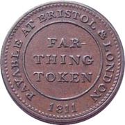 1 Farthing Bristol - Patent Sheathing Nail Manufactory, United Kingdom, 1811 reverse image