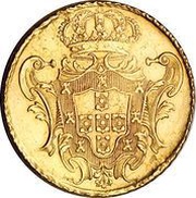 12800 Réis - João V 2nd Type of Shield; Bahia Mint, Brazil, 1727-1730 reverse image