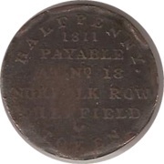 ½ Penny Yorkshire - Sheffield / Horatio Nelson, United Kingdom, 1811 reverse image