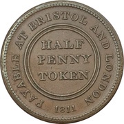 ½ Penny Bristol - Patent Sheathing Nail Manufactory, United Kingdom, 1811 reverse image