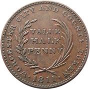 ½ Penny Worcestershire - Worcester / City and County, United Kingdom, 1811 reverse image
